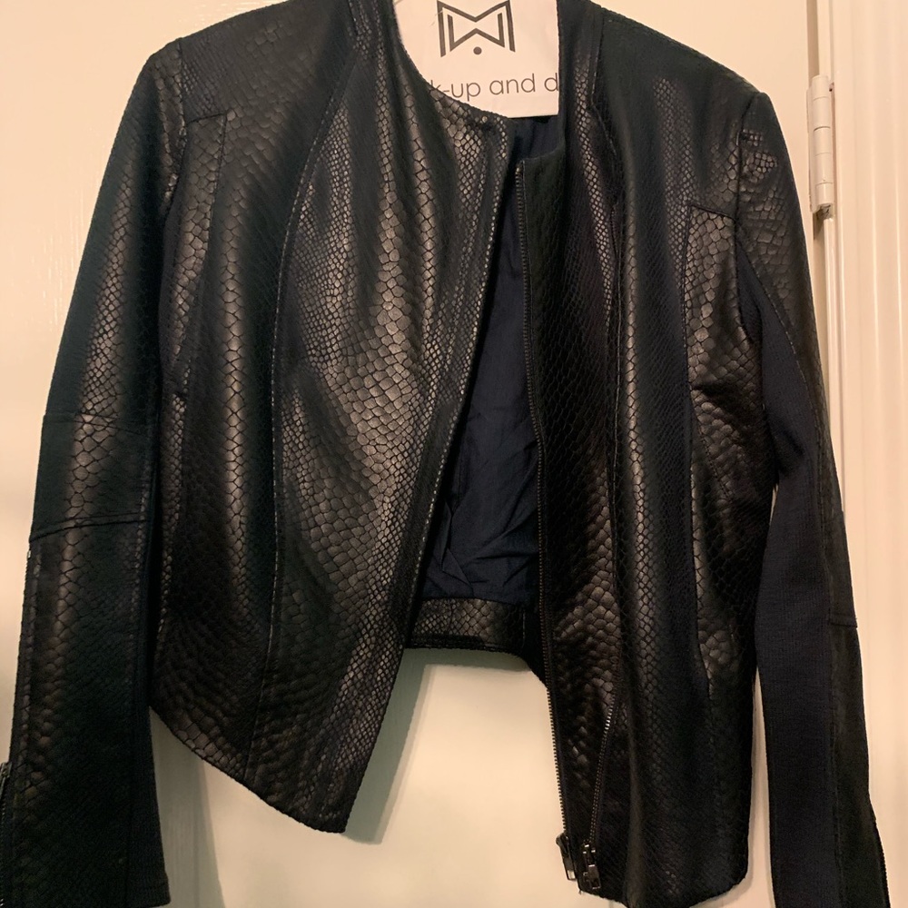 Navy Blue Stylish Snake Skin Jacket